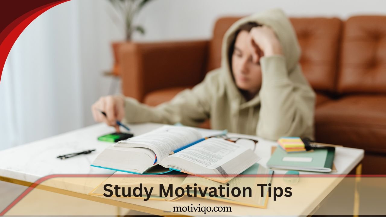 Student using study motivation tips to stay focused while studying at a clean desk